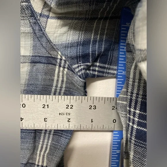 Flag & Anthem Mens Plaid Shirt Button Up Large Adult Blue Navy White NWT - Picture 11 of 13